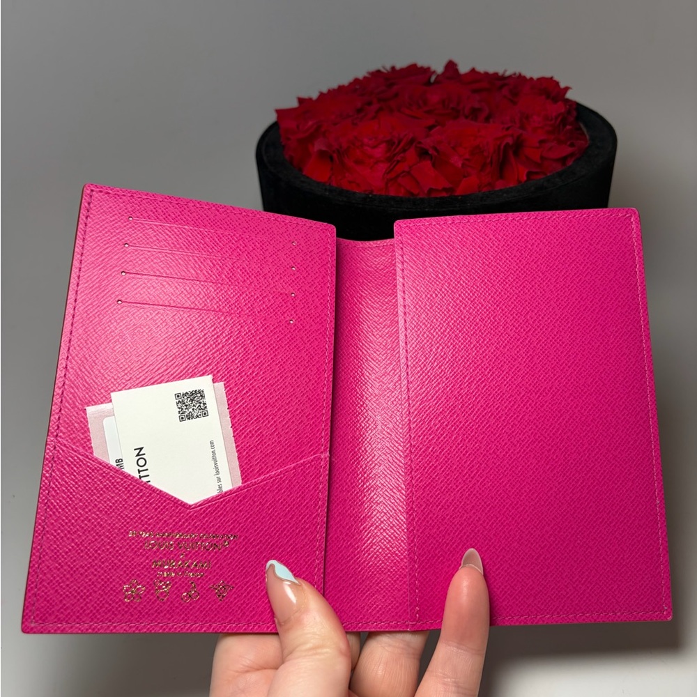 SOLD Louis Vuitton LV x TM Passport Cover Multicolor w/Hot Pink Made in France - Picture 5 of 15